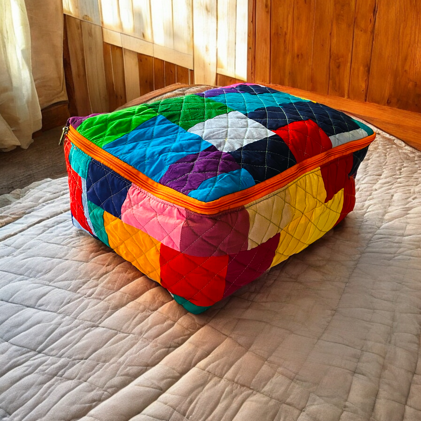 Multicolor Solids Breathable storage bag for saree,blanket, pillow & quilt
