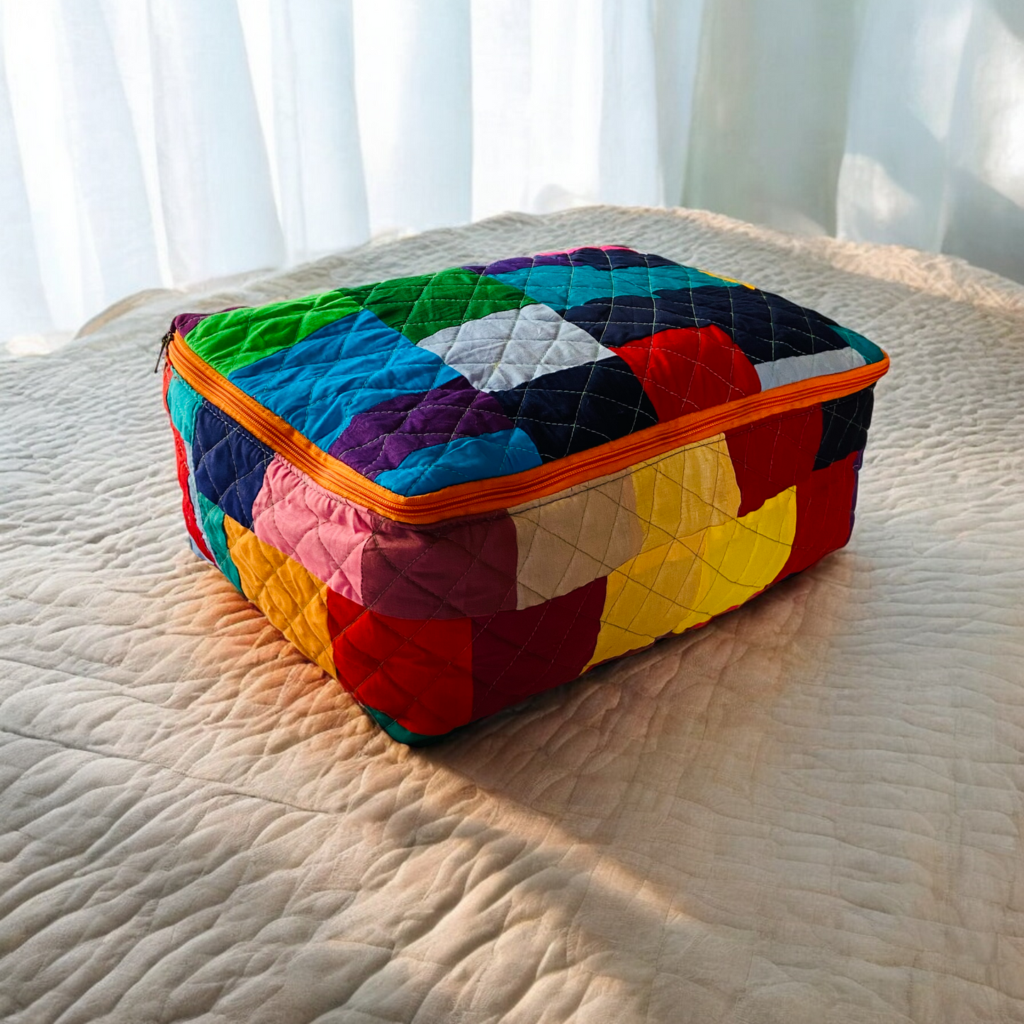Multicolor Solids Breathable storage bag for saree,blanket, pillow & quilt
