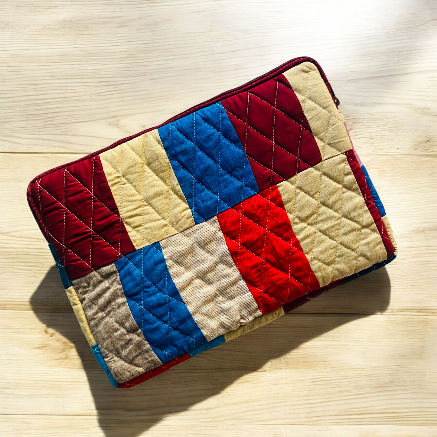 Multicolor Solids Patchwork Quilted Laptop Sleeve- 8 sizes available- Functional, Stylish