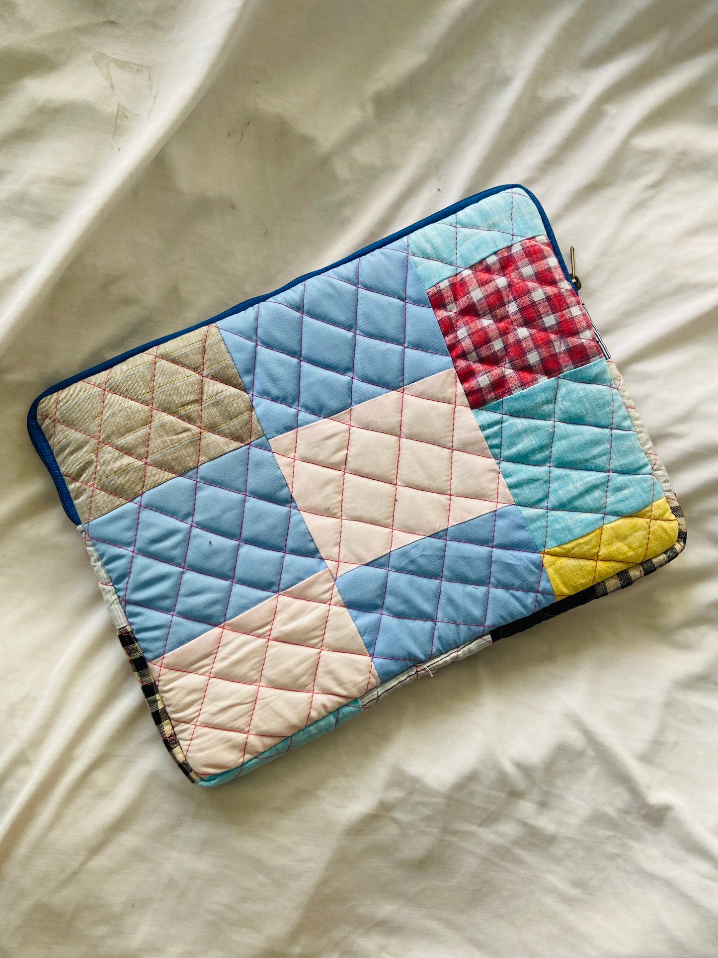Plaids Stripes and Solids Patchwork Quilted Laptop Sleeve- 8 sizes available- Functional, Stylish