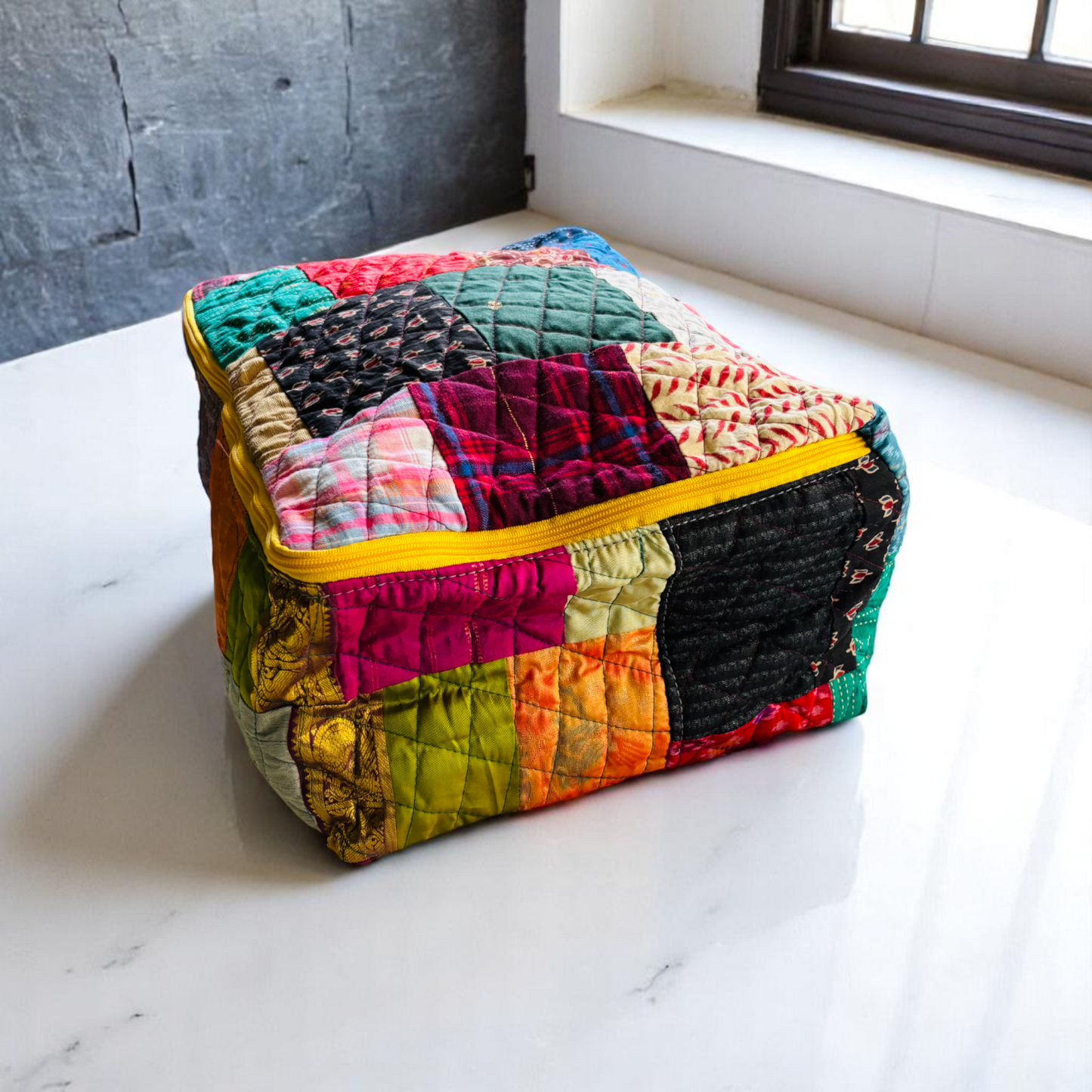 Indian Print Indian Solids  Breathable storage bag for saree,blanket, pillow & quilt