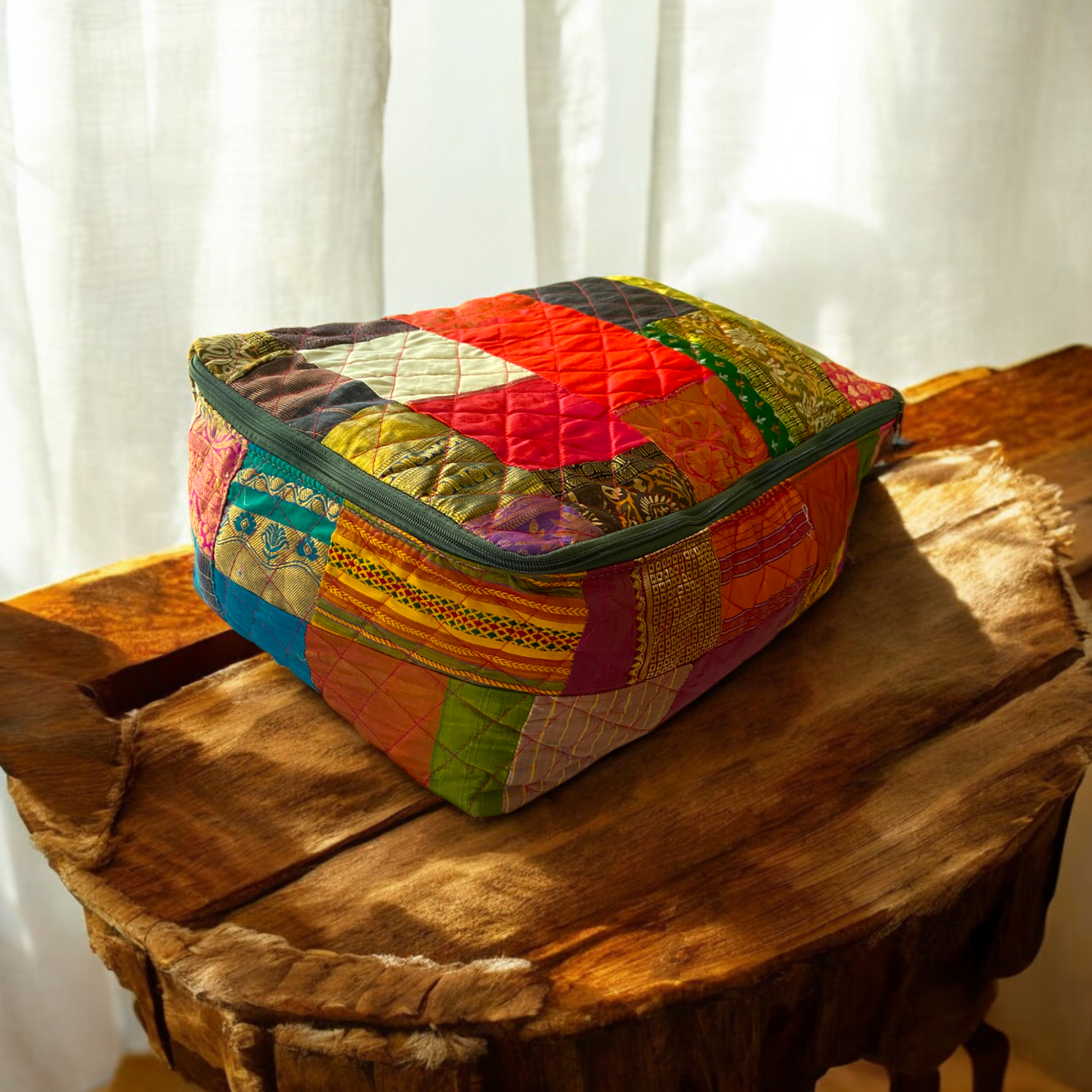 Multicolour - Breathable storage bag for saree,blanket, pillow & quilt