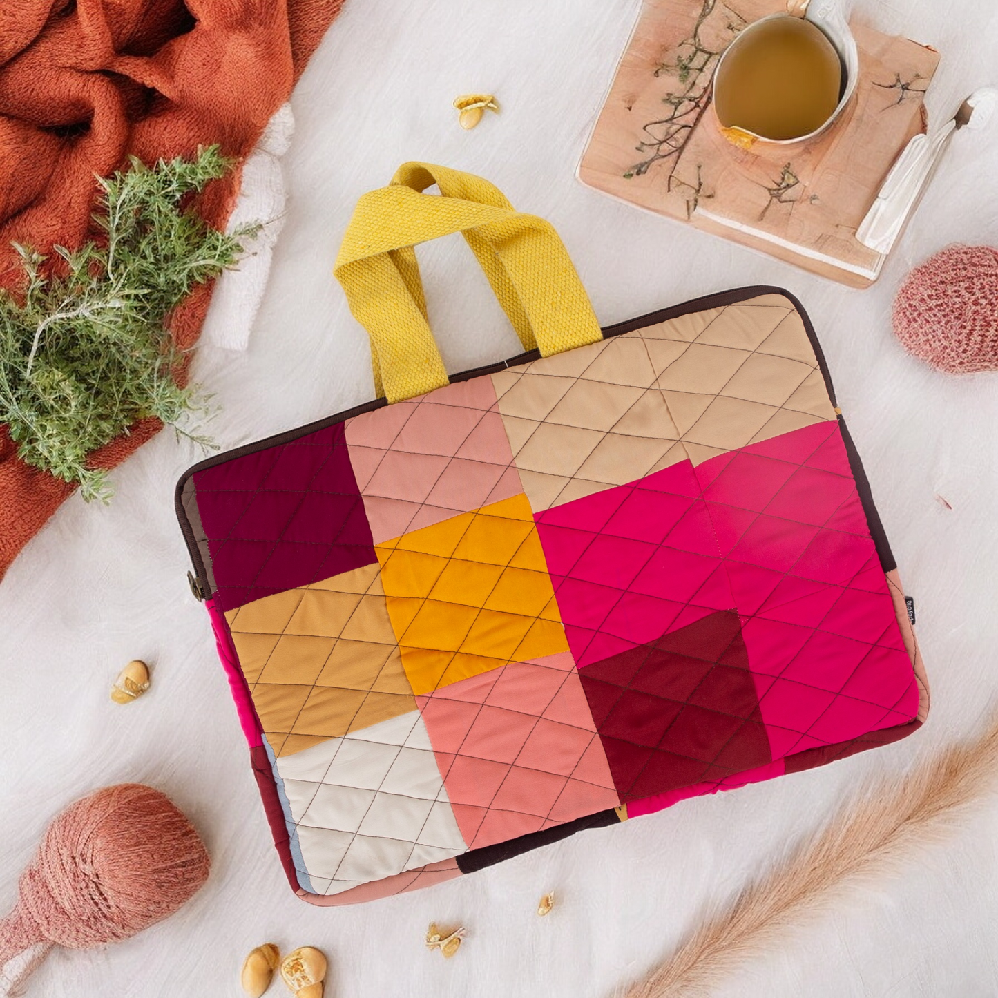 Quilted Laptop Sleeve with Handle, Double Padded Protection, Available in 8 Sizes, Perfect for Travel & Work