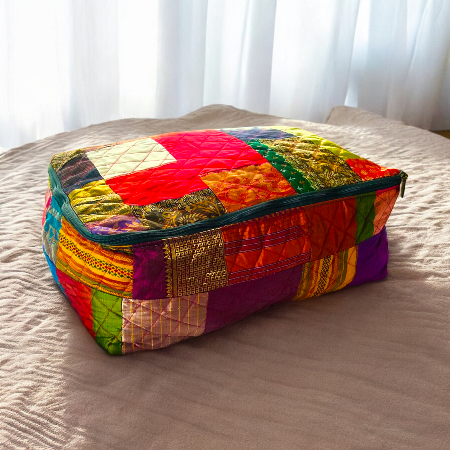 Breathable storage bin for blankets, pillow, quilt-  Bed Sheet bag with Handle