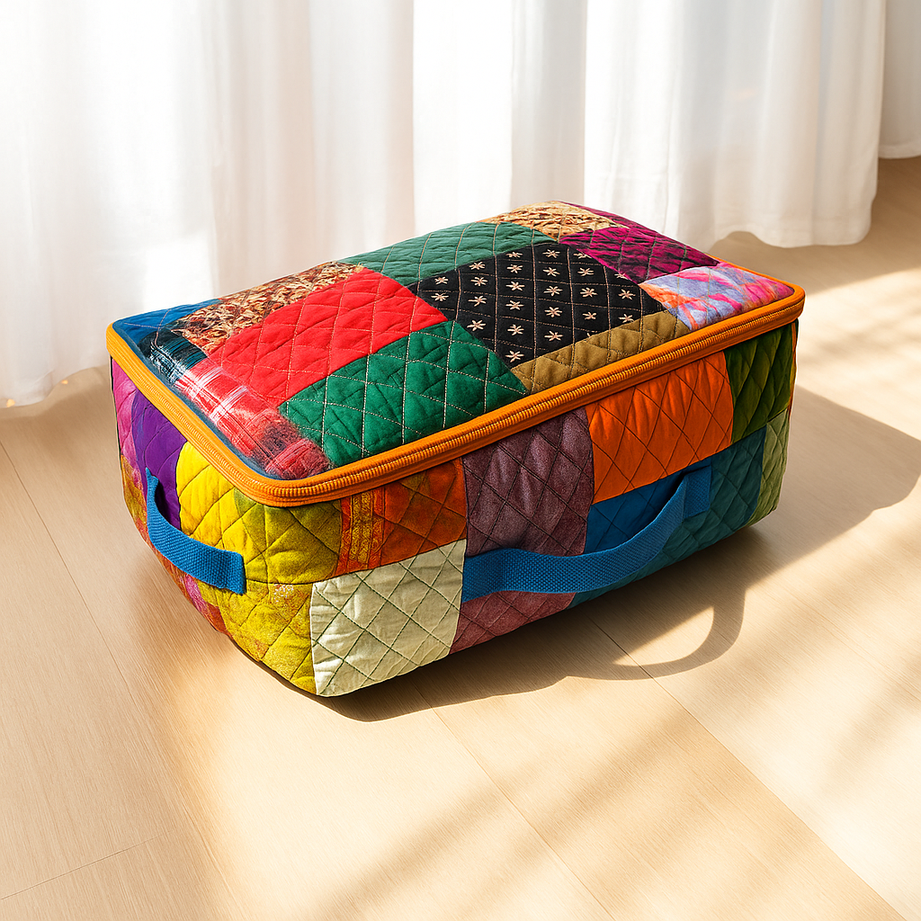 Breathable storage bin for blankets, pillow, quilt-  Bed Sheet bag with Handle