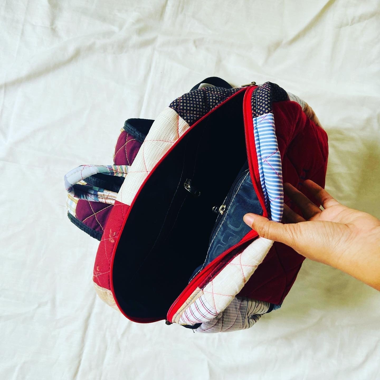 Customised Backpack for Kids - Car kids backpack - Upcyclie made by women, patchwork quilted