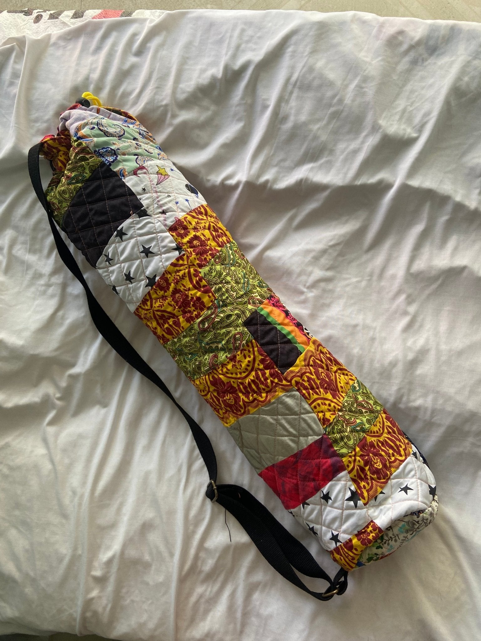 Eco friendly and Functional Patchwork Quilted Yoga Mat Bag for Yoga Enthusiasts Upcyclie