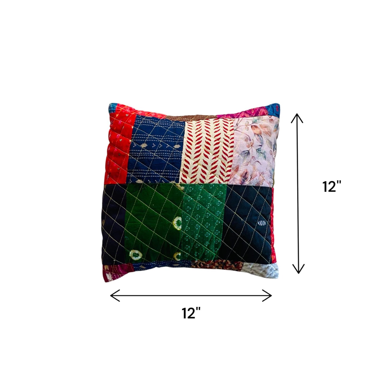 Handmade Quilted Patchwork Cushion Cover: Boho Throw Pillow Case