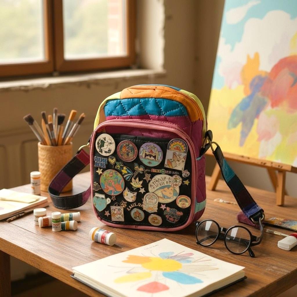 Ita bag- Sling Crossbody Quilted Anime Pin Display Bag Soft handle