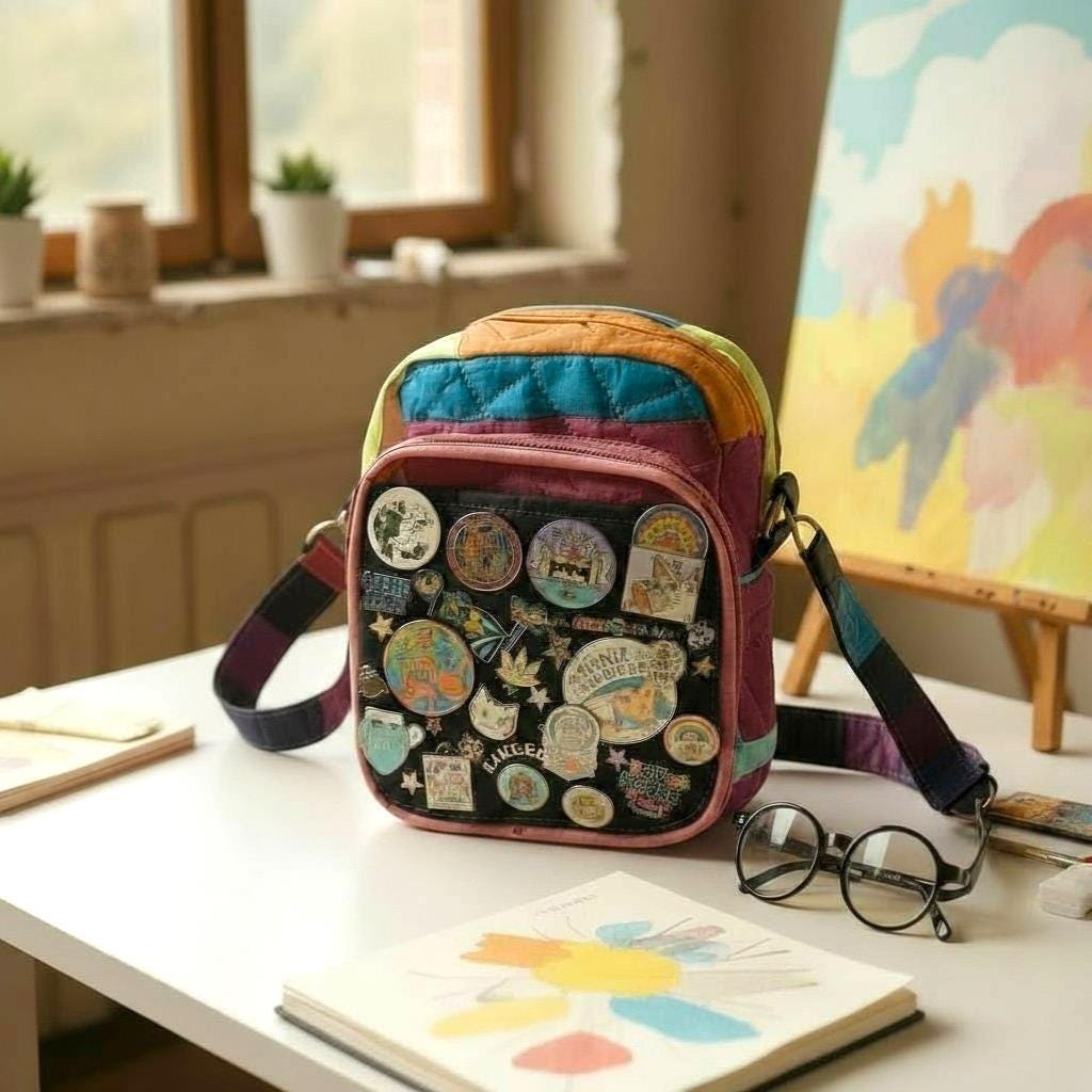 Ita bag- Sling Crossbody Quilted Anime Pin Display Bag Soft handle