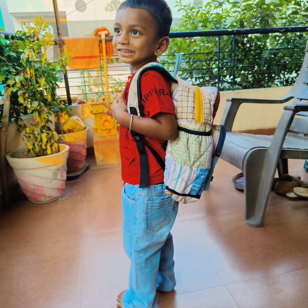 Kids Backpack BACKPACK - Upcyclie made by women, patchwork quilted