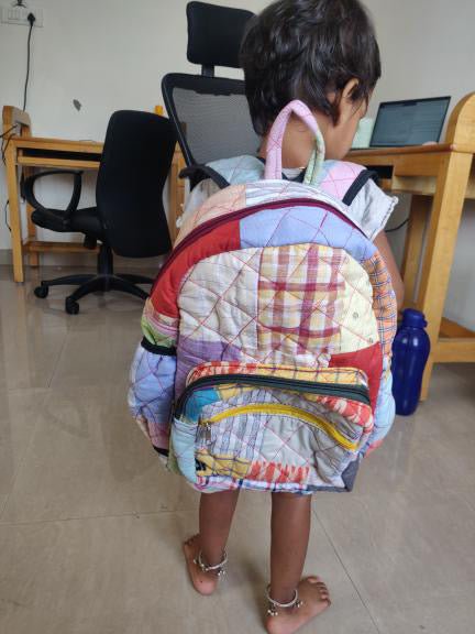 Kids Backpack BACKPACK - Upcyclie made by women, patchwork quilted