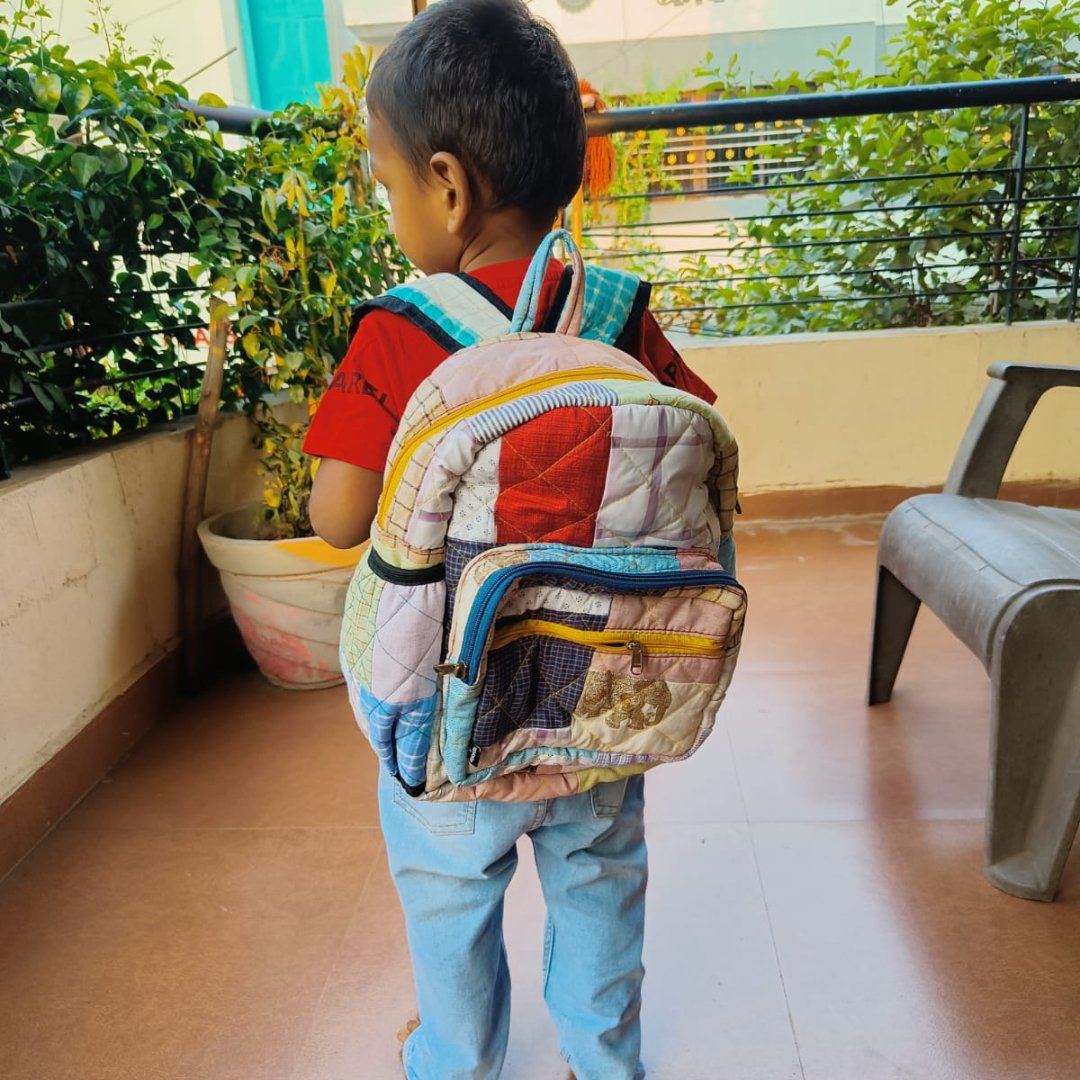 Kids Backpack BACKPACK - Upcyclie made by women, patchwork quilted