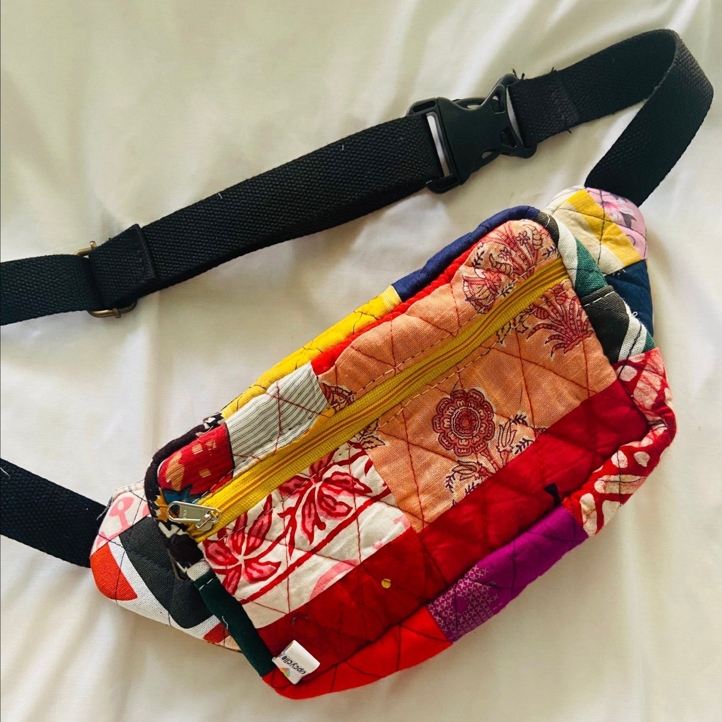 Soft Handle Fanny Pack - Belt Bag for Travel Fanny Pack - Upcyclie made by women, patchwork quilted