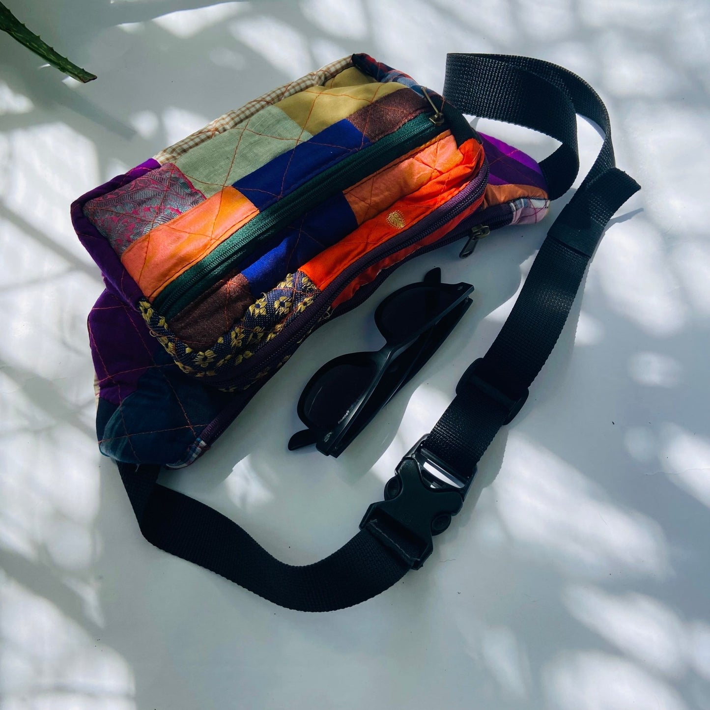 Soft Handle Fanny Pack - Belt Bag for Travel Fanny Pack - Upcyclie made by women, patchwork quilted