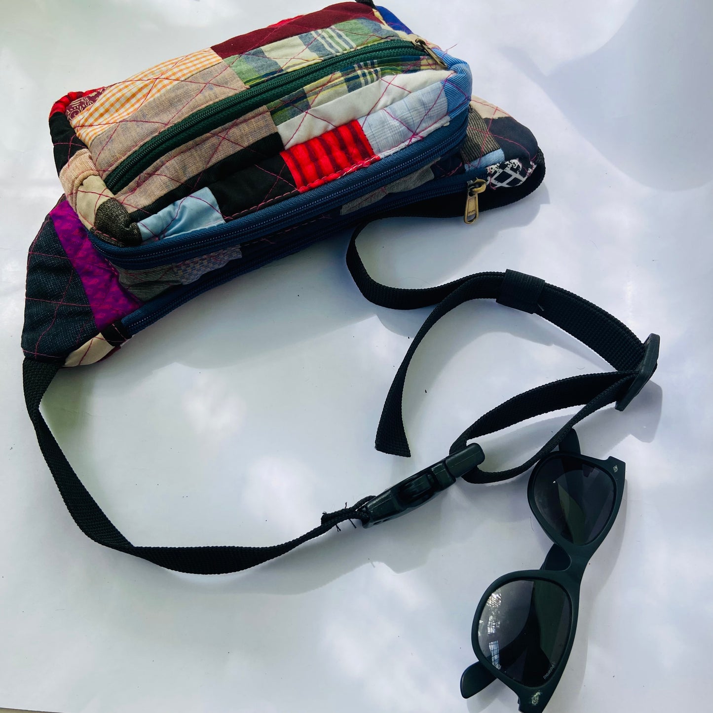 Fanny Pack for travel- Patchwork, Quilted, Denim