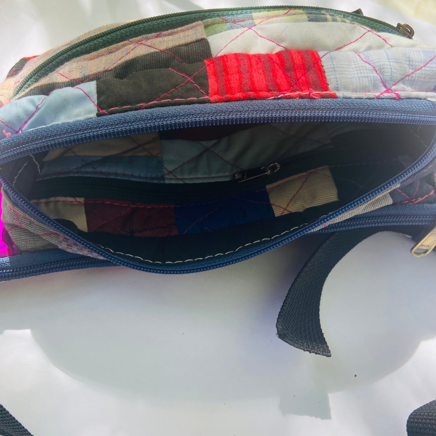 Fanny Pack for travel- Patchwork, Quilted, Denim