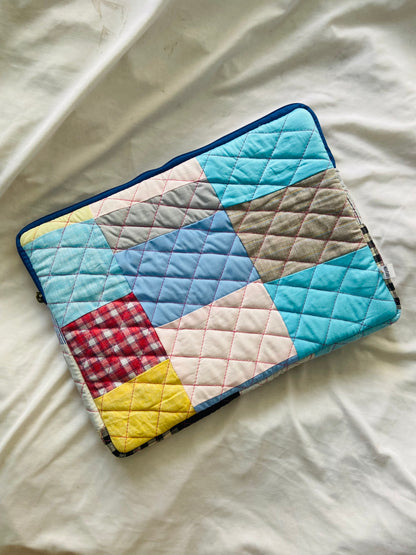 Plaids Stripes and Solids Patchwork Quilted Laptop Sleeve- 8 sizes available- Functional, Stylish