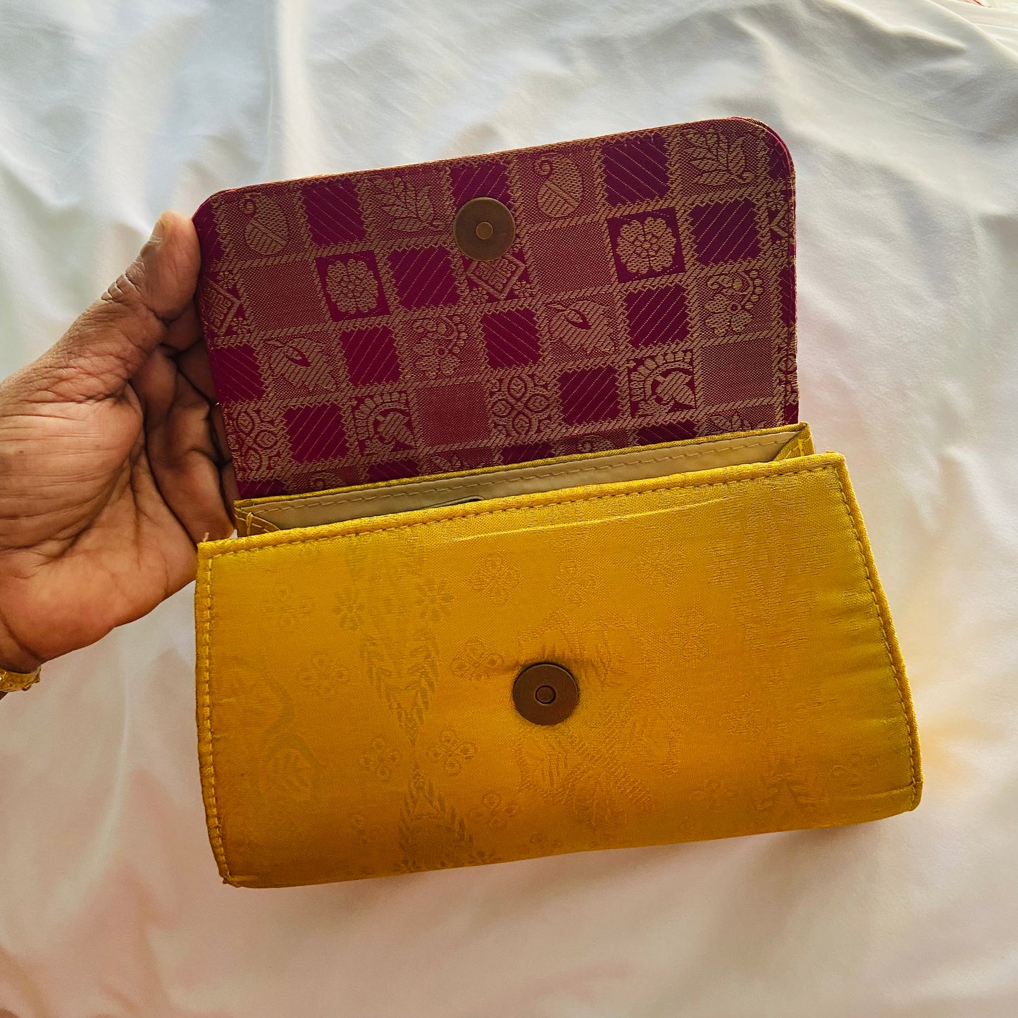 Special Clutch Purse Small - Golden with Cubes Flap