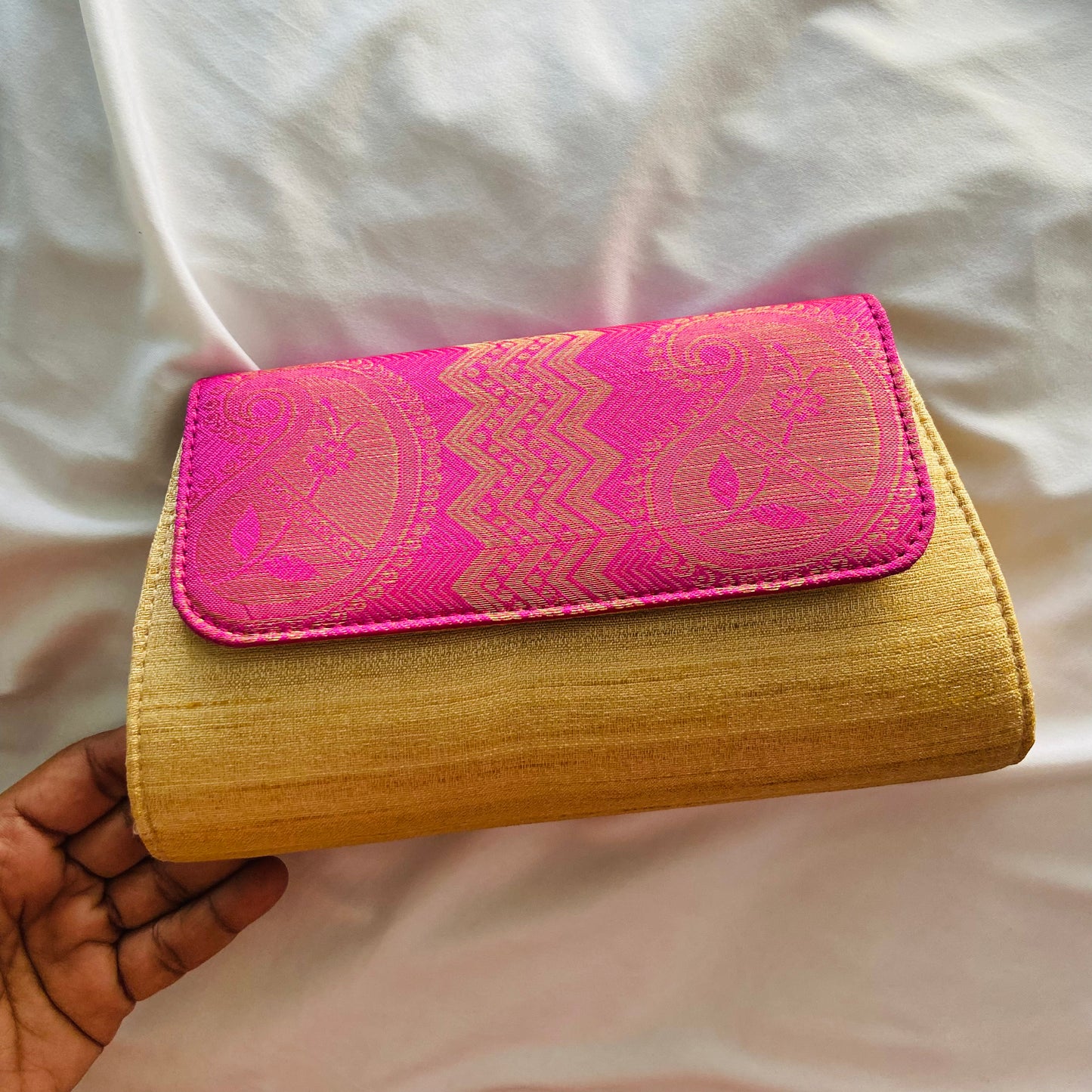 Special Clutch Purse Small - Golden With Mango Flap