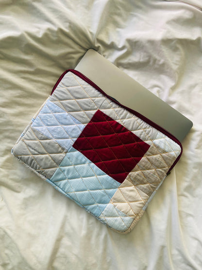 Plaids Stripes and Solids Patchwork Quilted Laptop Sleeve- 8 sizes available- Functional, Stylish