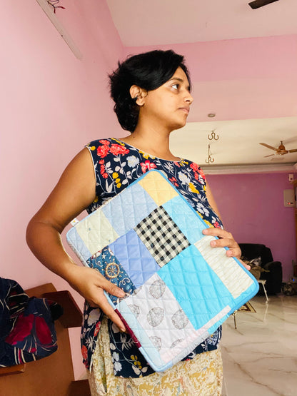 Plaids Stripes and Solids Patchwork Quilted Laptop Sleeve- 8 sizes available- Functional, Stylish