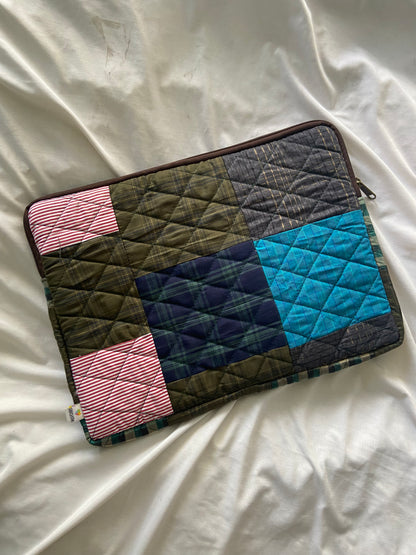 Plaids Stripes and Solids Patchwork Quilted Laptop Sleeve- 8 sizes available- Functional, Stylish