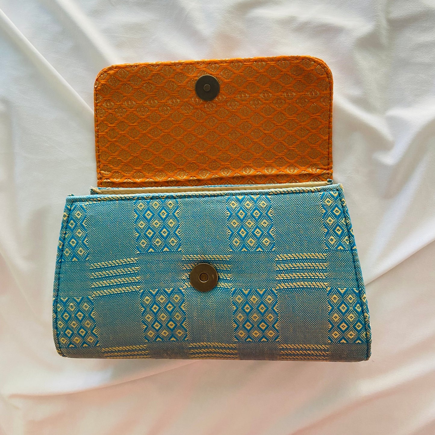 Special Clutch Purse Small - Light Blue Bottom with Diamond Flap