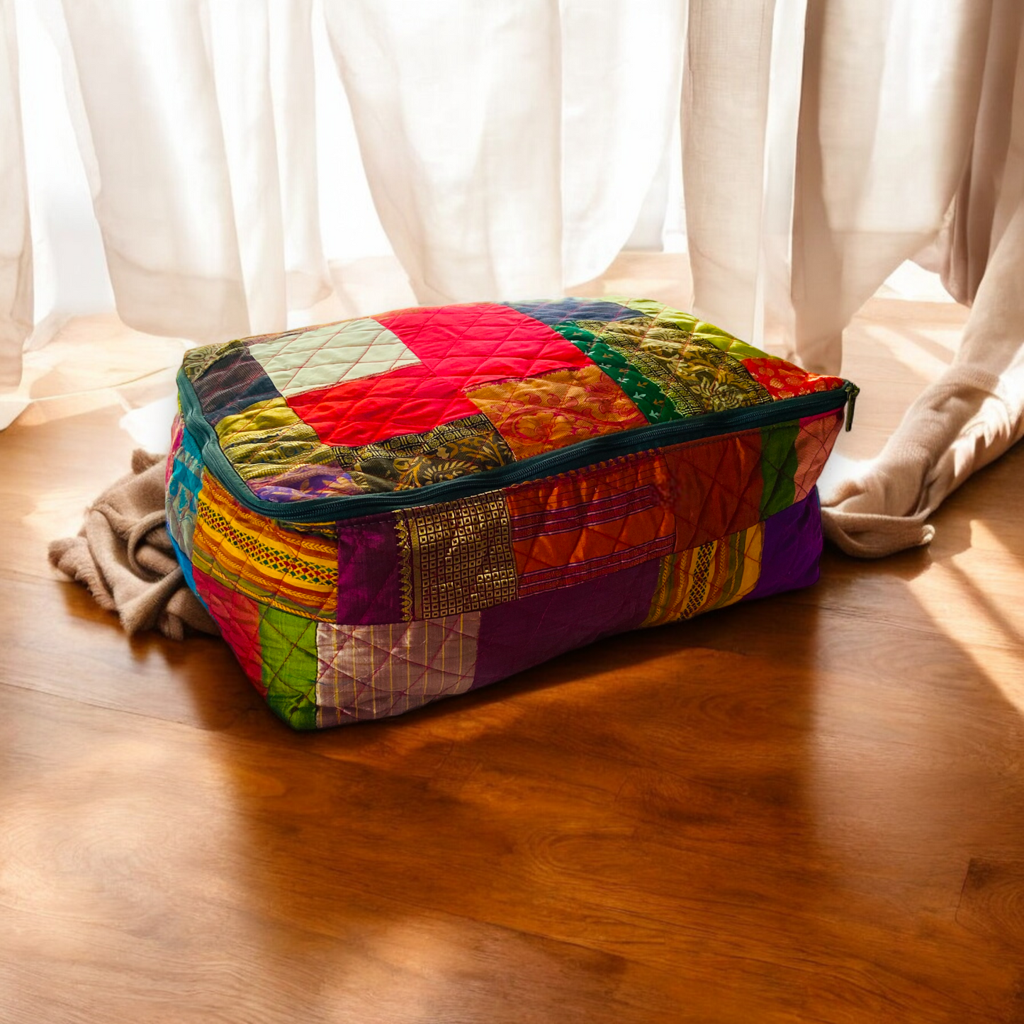 Multicolour - Breathable storage bag for saree,blanket, pillow & quilt