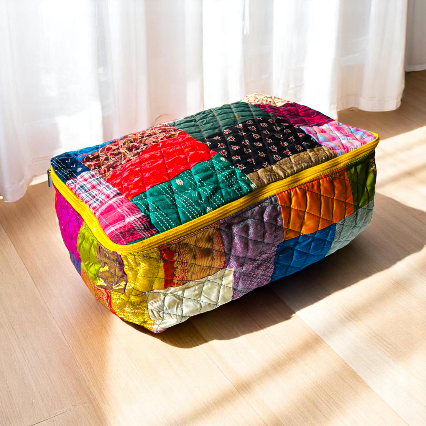 Multicolour - Breathable storage bag for saree,blanket, pillow & quilt