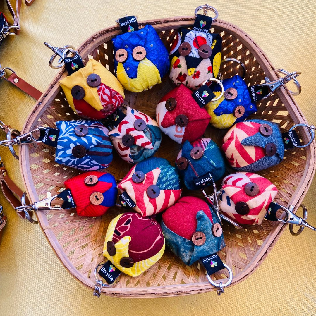 Bag Charms and Keychains - Handmade - Multicolour - Upcyclie made by women, patchwork quilted