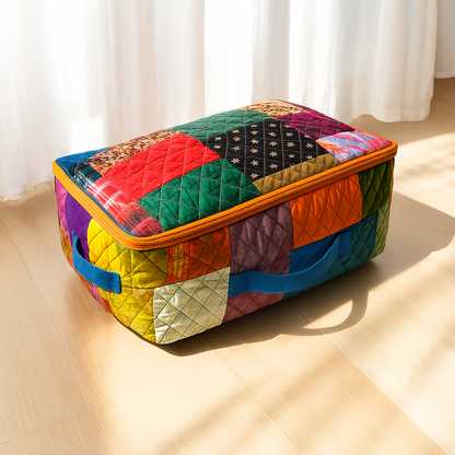 Breathable storage bin for blankets, pillow, quilt-  Bed Sheet bag with Handle