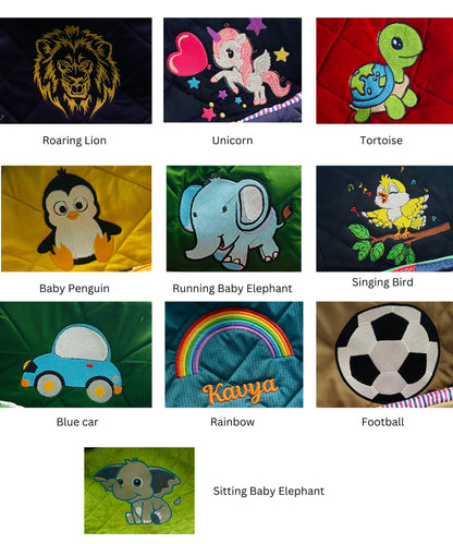 Customised Backpack for Kids - Baby Tortoise Birthday Return Gifts - Upcyclie made by women, patchwork quilted