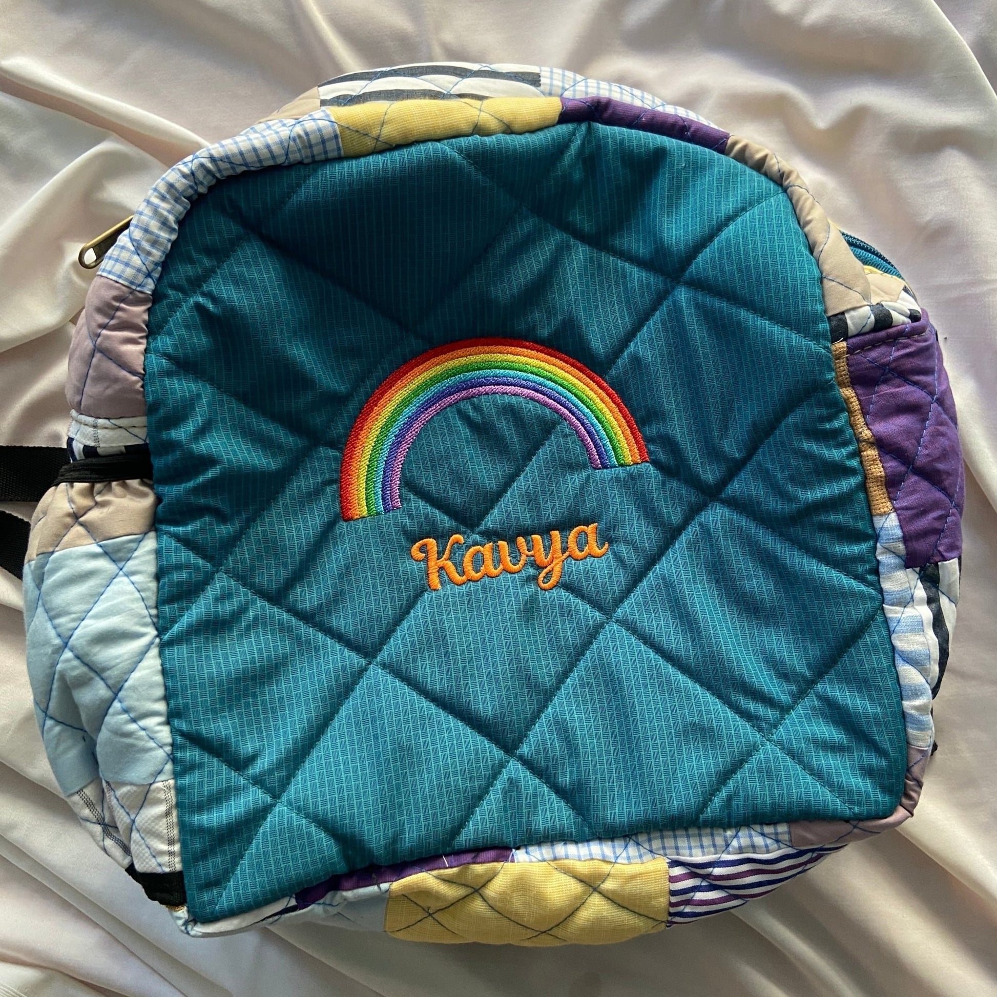 Customised Backpack for Kids - Football Kids Bag - Upcyclie made by women, patchwork quilted