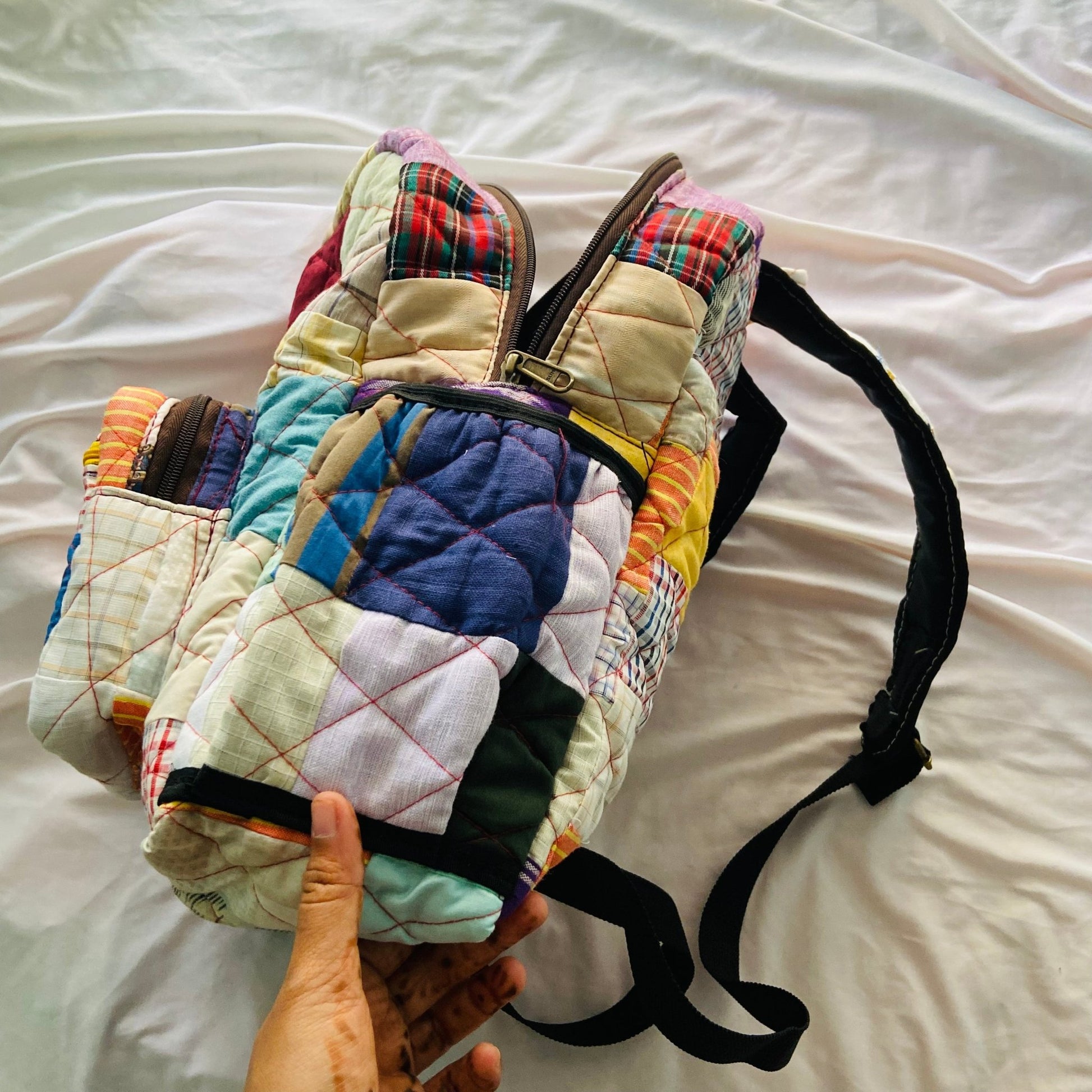 Eco - friendly and Stylish Backpacks: Your Travel Companion BACKPACK - Upcyclie made by women, patchwork quilted