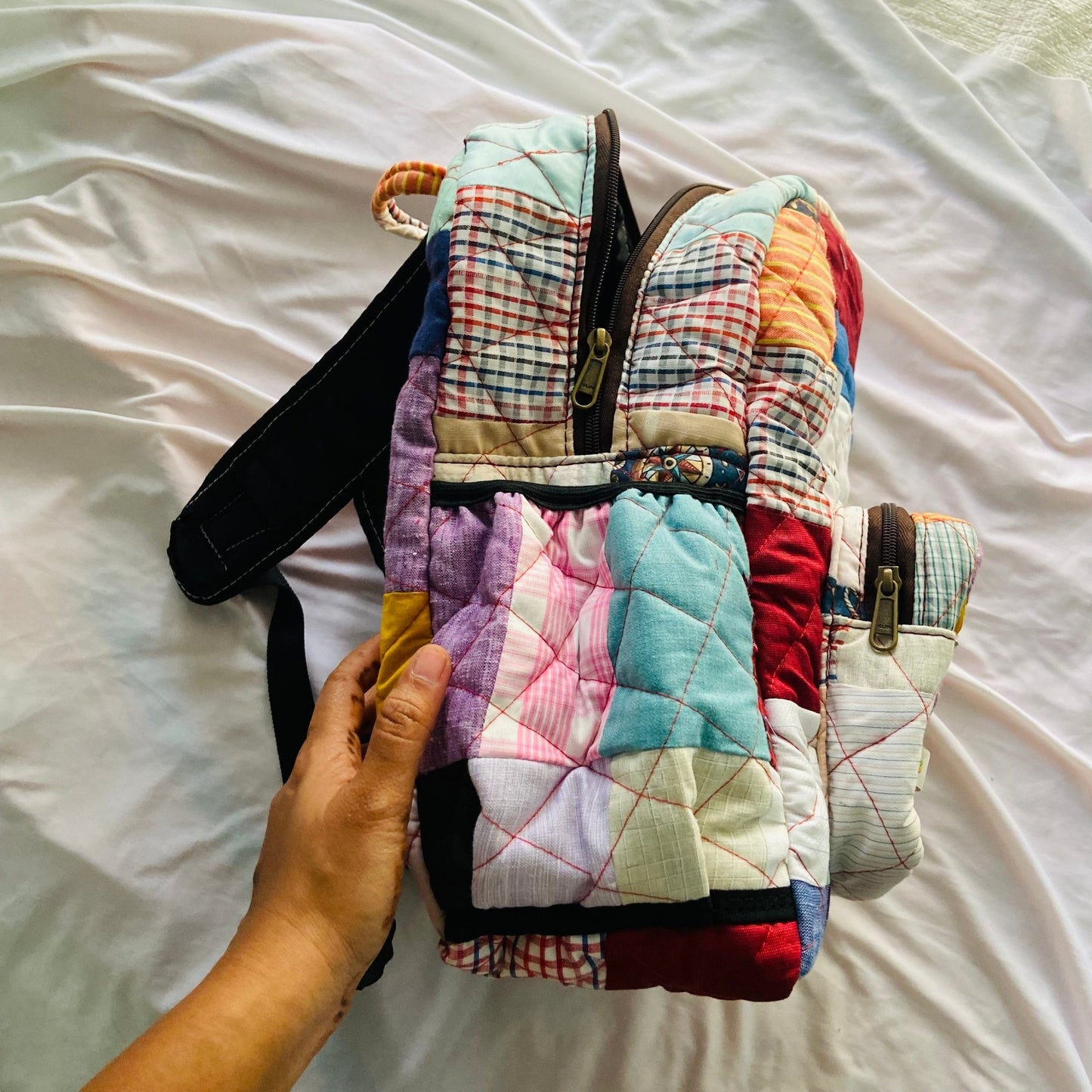 Eco - friendly and Stylish Backpacks: Your Travel Companion BACKPACK - Upcyclie made by women, patchwork quilted