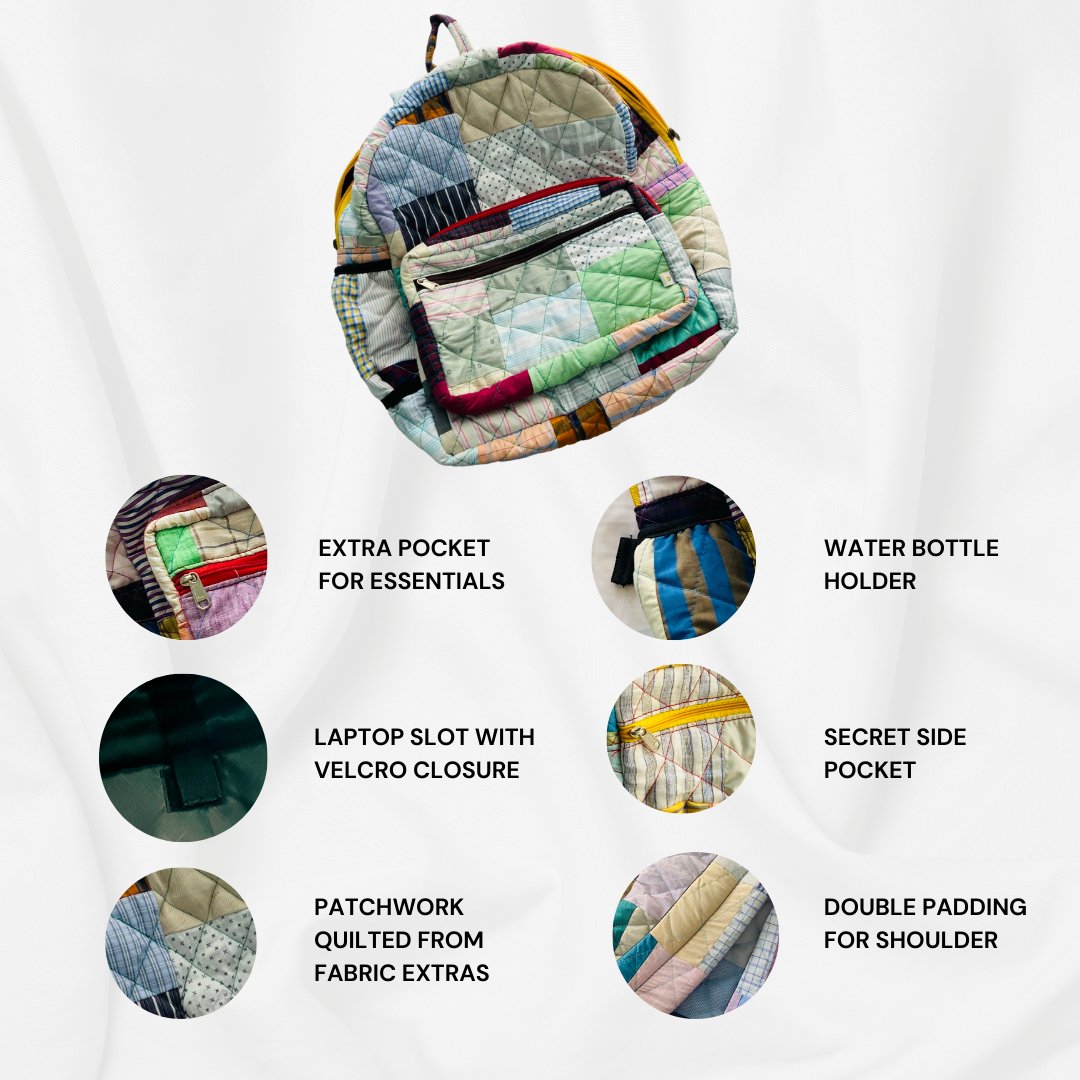 Eco - friendly and Stylish Backpacks: Your Travel Companion BACKPACK - Upcyclie made by women, patchwork quilted