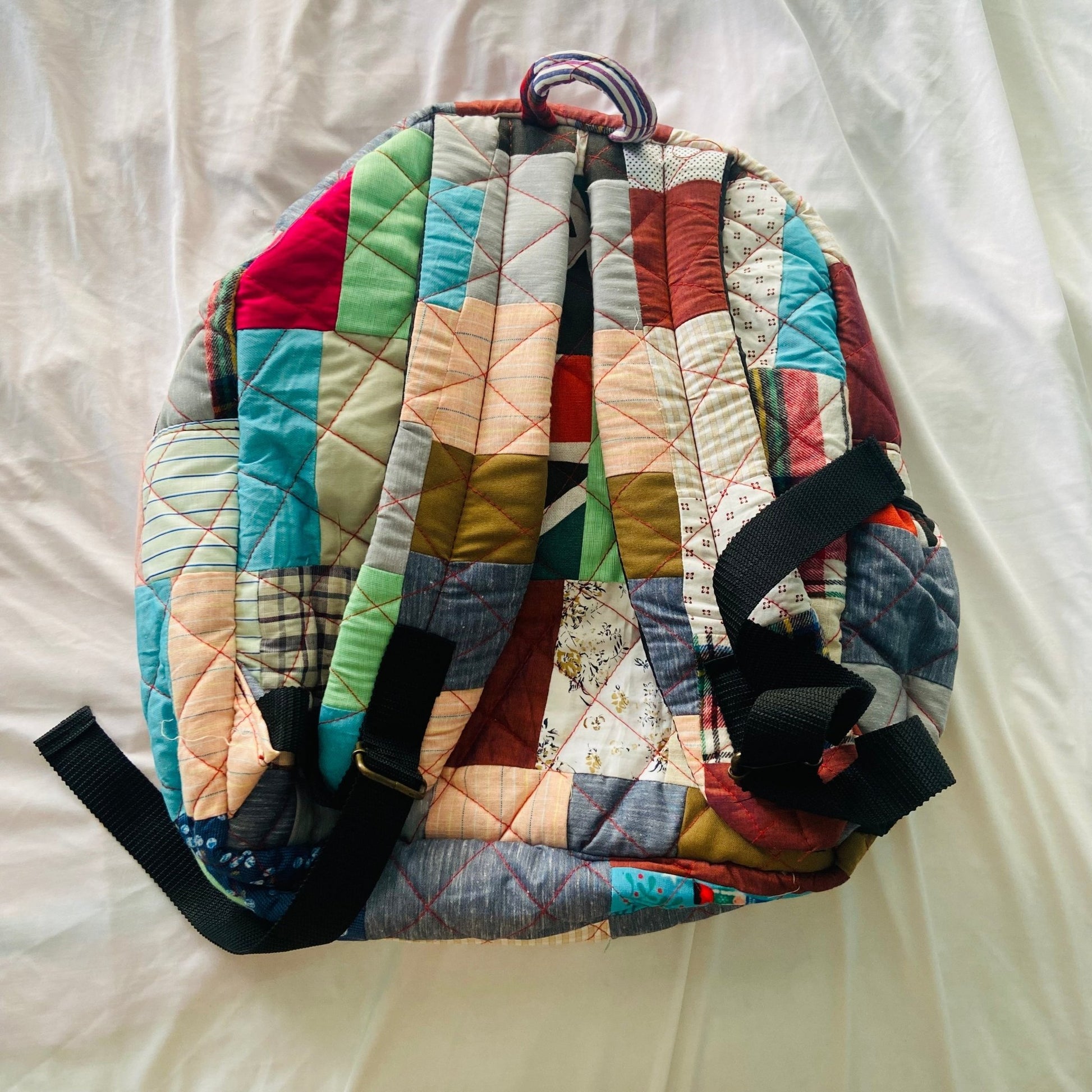 Eco - friendly and Stylish Diaper Backpacks Diaper Bag - Upcyclie made by women, patchwork quilted