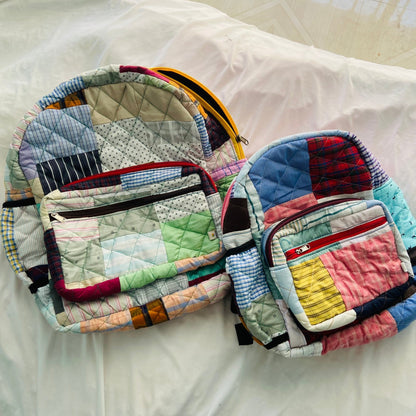 Eco - friendly and Stylish Diaper Backpacks Diaper Bag - Upcyclie made by women, patchwork quilted