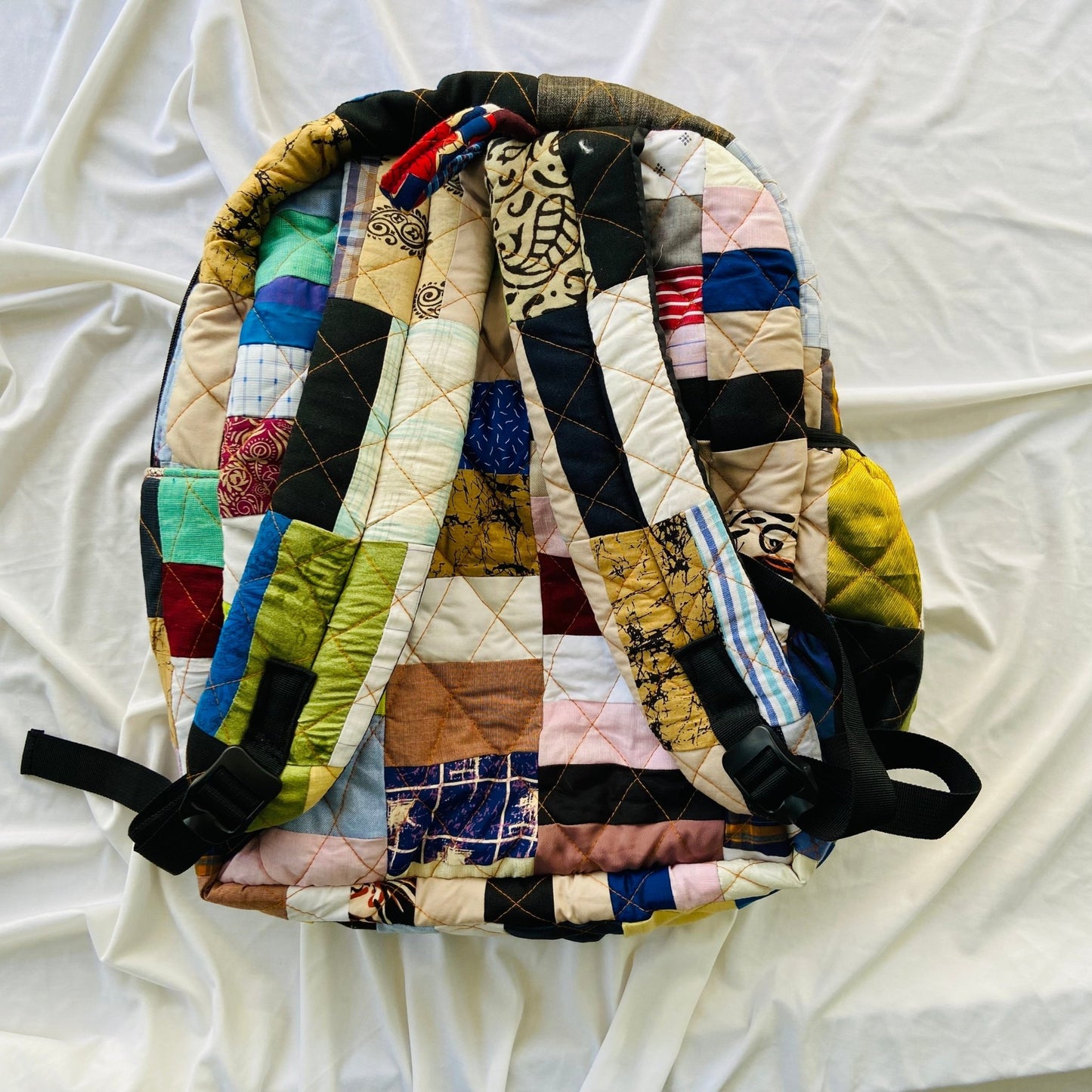 Eco - friendly and Stylish Diaper Backpacks Diaper Bag - Upcyclie made by women, patchwork quilted