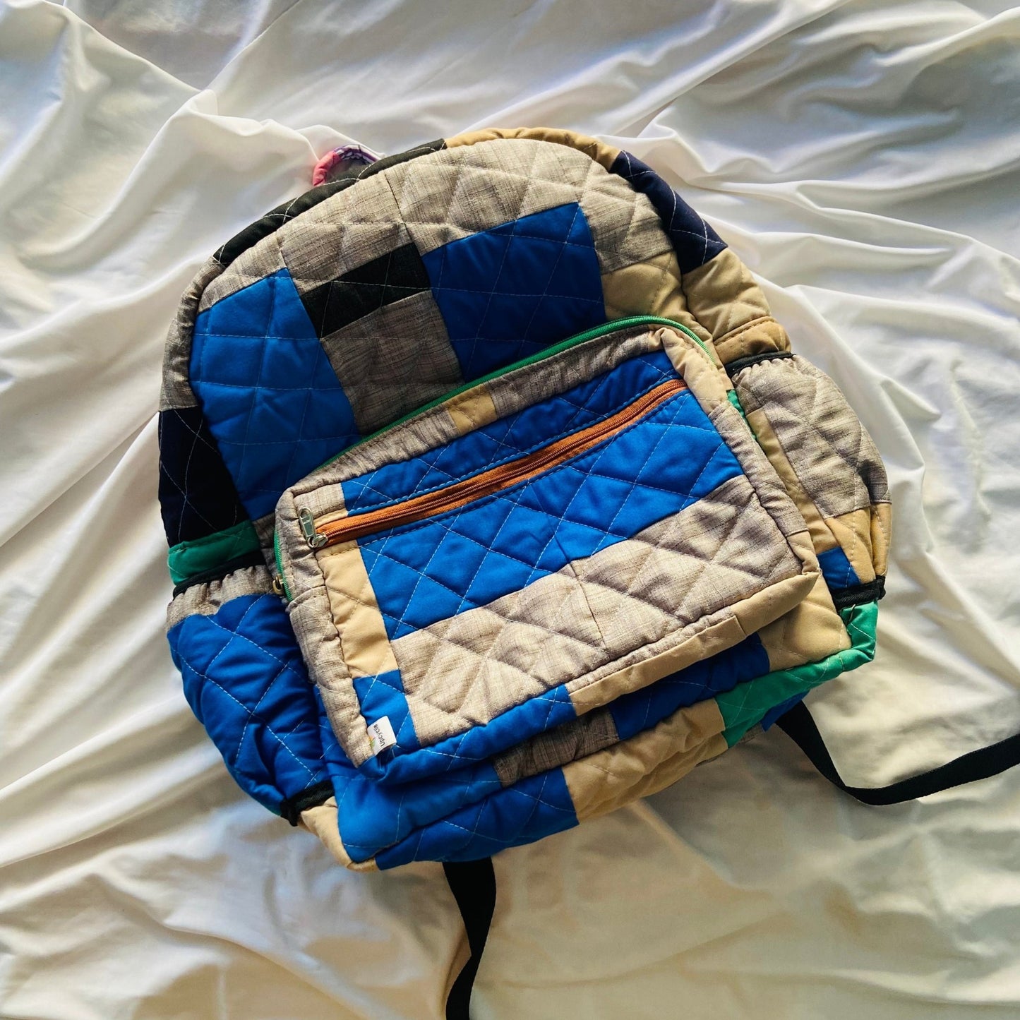 Eco - friendly and Stylish Diaper Backpacks Diaper Bag - Upcyclie made by women, patchwork quilted