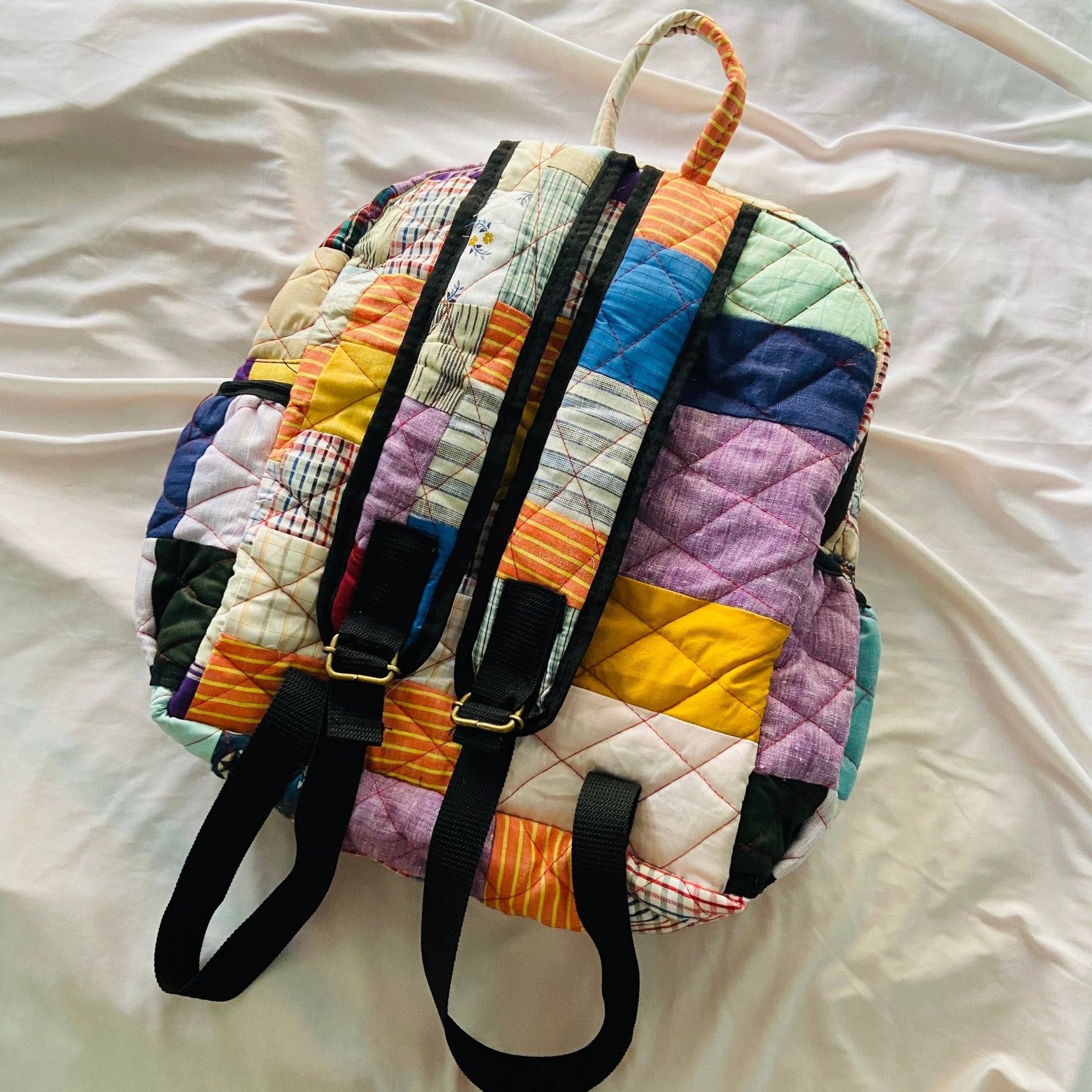 Eco - friendly and Stylish Diaper Backpacks Diaper Bag - Upcyclie made by women, patchwork quilted