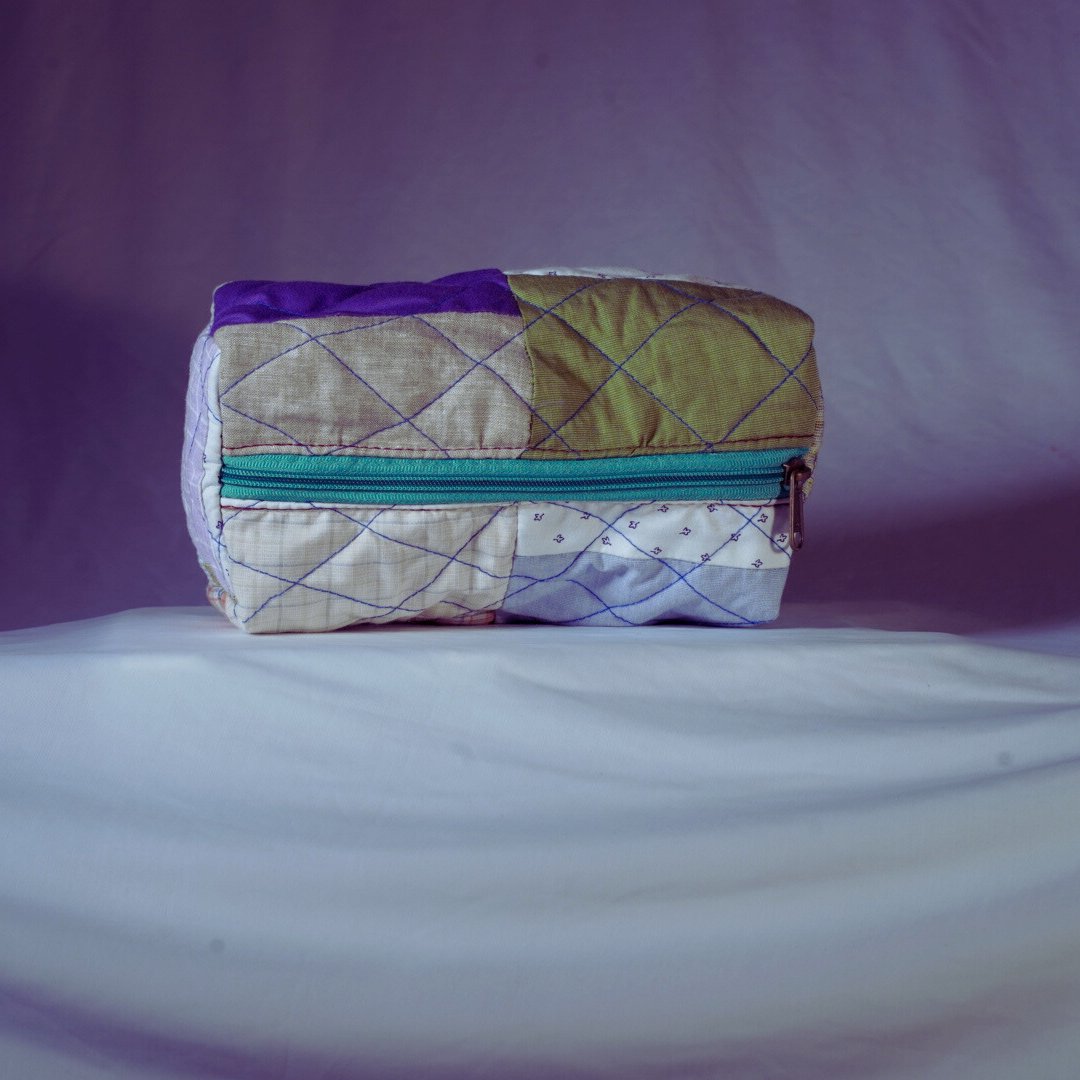 Eco - Friendly Essentials Pouch - For Storage and Travel - Medium POUCH - Upcyclie made by women, patchwork quilted