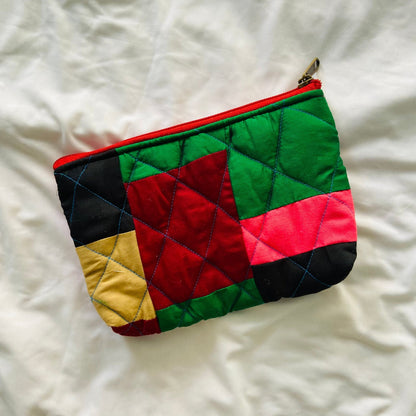 Eco - Friendly Essentials Pouch - For Storage and Travel - Medium POUCH - Upcyclie made by women, patchwork quilted