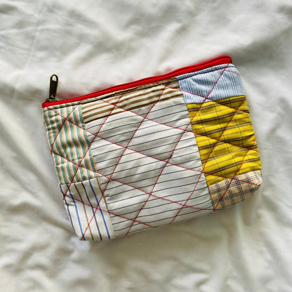 Eco - Friendly Essentials Pouch - For Storage and Travel POUCH - Upcyclie made by women, patchwork quilted