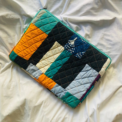 Eco - Friendly Laptop Sleeve - Functional, Stylish - 13 inches Laptop Bag - Upcyclie made by women, patchwork quilted