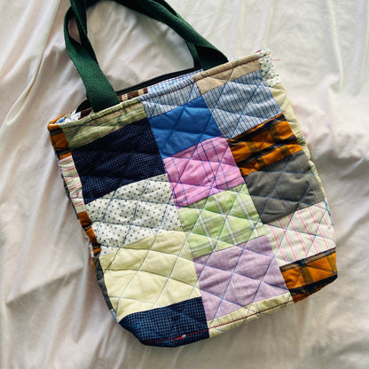 Handmade Patchwork Quilted Tote Bag: Upcycled Market Bag