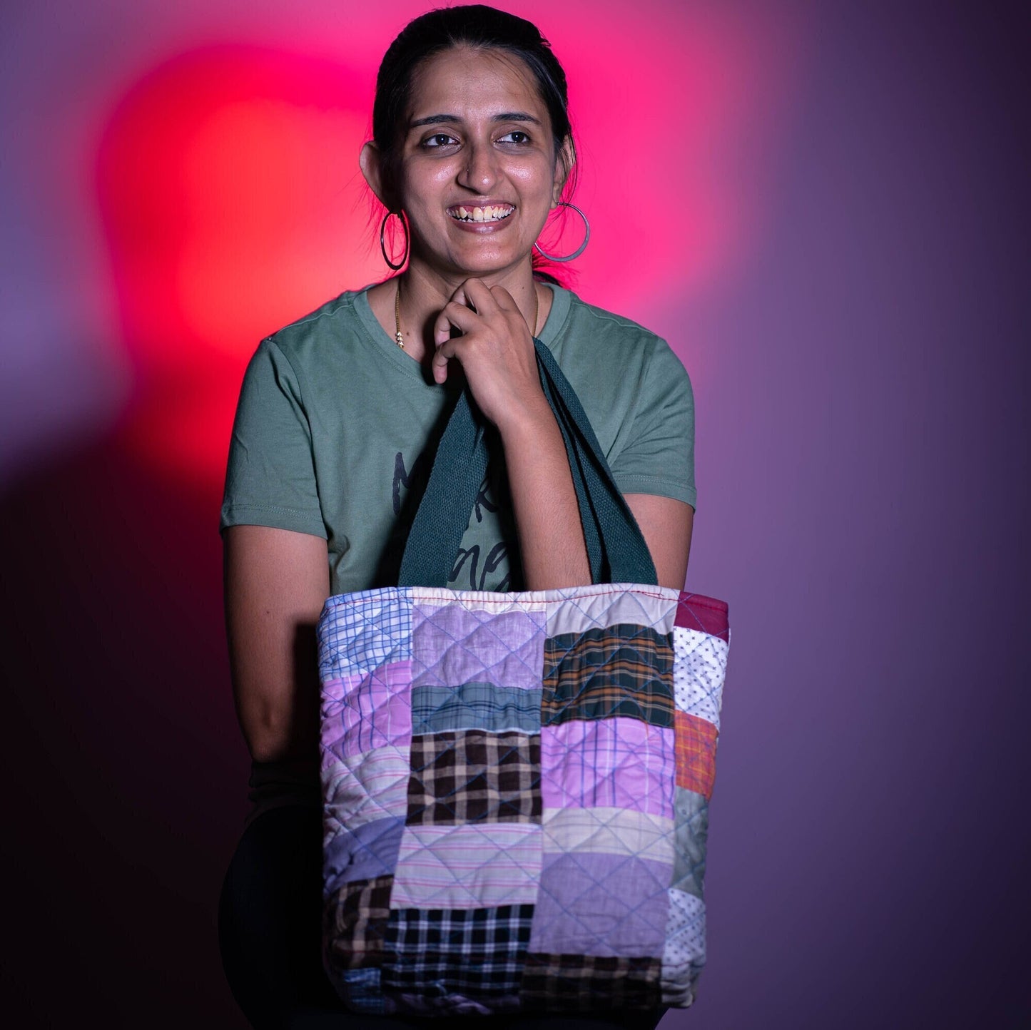 Handmade Patchwork Quilted Tote Bag: Upcycled Market Bag