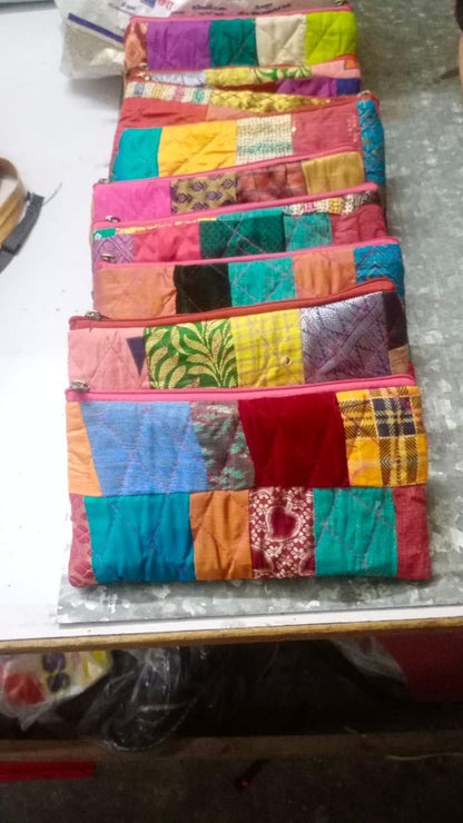 Pack of 10 Handmade Gift Pouches, Assorted bags with Zip closure, Travel and Storage Makeup Pouches, Wedding favors, Christmas