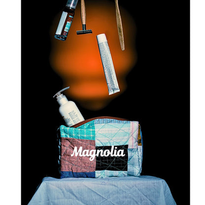 Personalized Makeup Pouch: Upcycled Fabric Travel Toiletry Kit